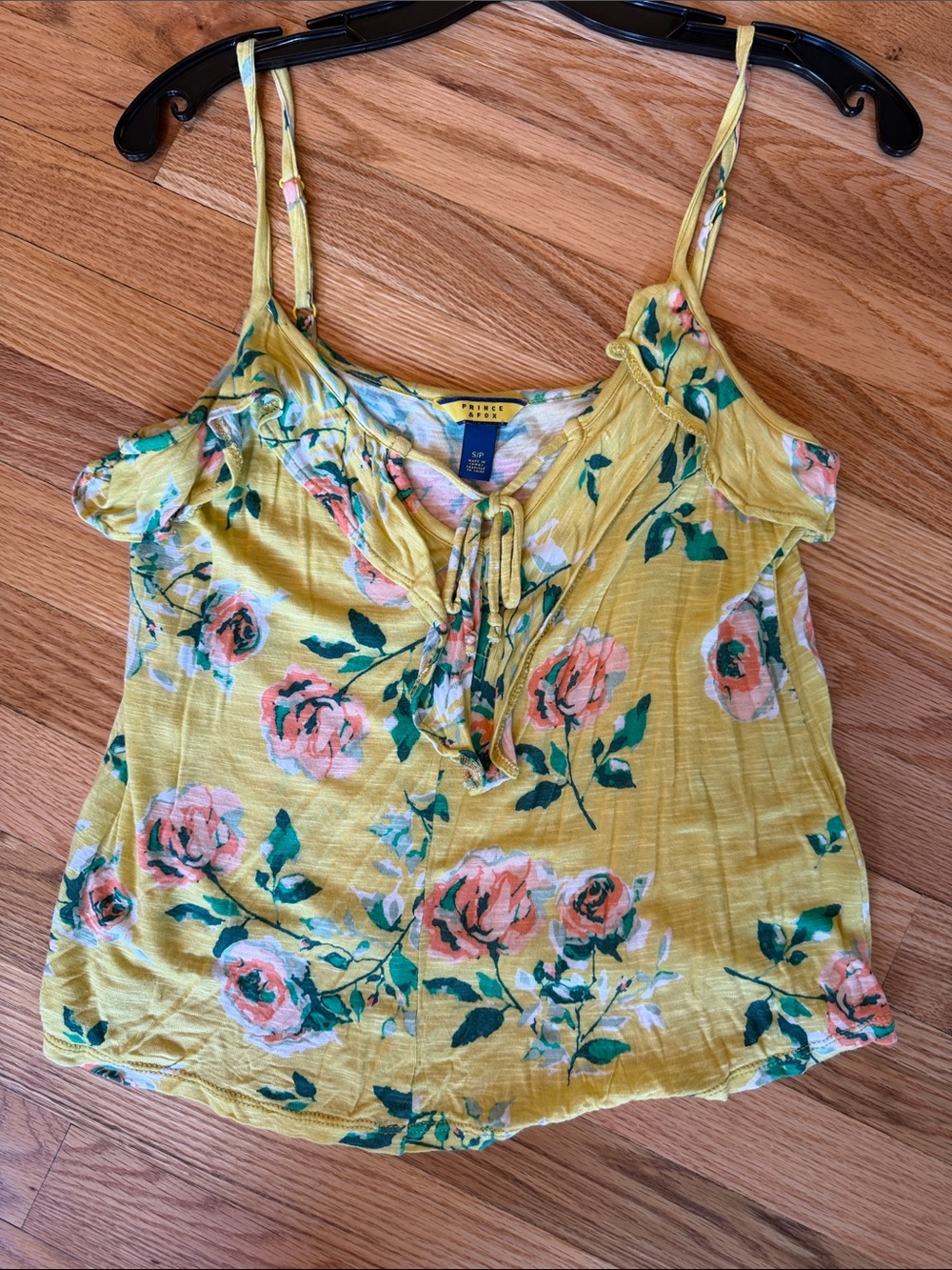 Prince & Fox Yellow Floral Tie-Front Camisole